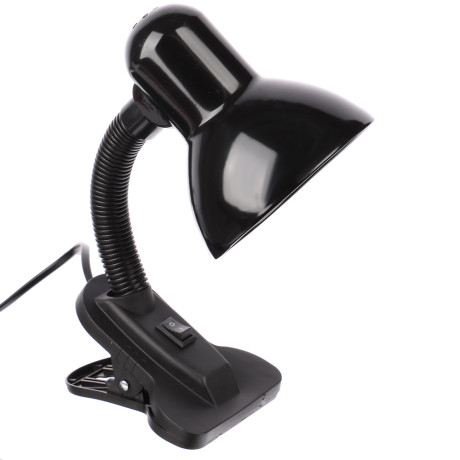 BY Светильник на прищепке, E27, 40 Вт, 230 В, гнущаяся ножка 10 см, шнур 75 см, черный