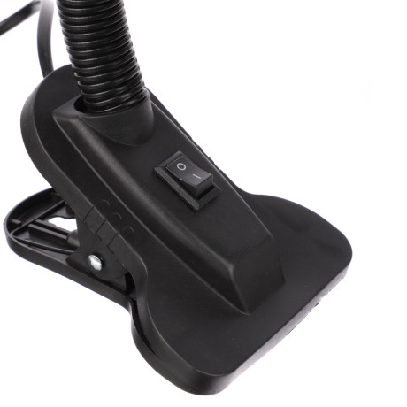 BY Светильник на прищепке, E27, 40 Вт, 230 В, гнущаяся ножка 10 см, шнур 75 см, черный