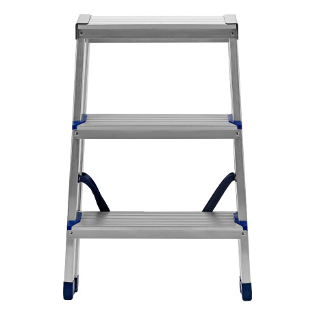 Стремянка двусторонняя 3 ступени, алюминиевая, Сибртех