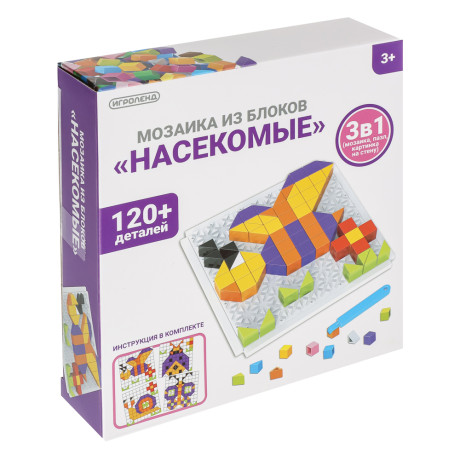 ИГРОЛЕНД Мозаика из блоков 3в1, 15х16х4 см, ABS, 3 дизайна