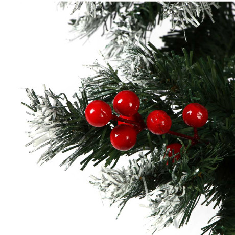 Ель искусственная с заснеженными кончиками, шишками и рябиной 180см, 720 веток, ПВХ