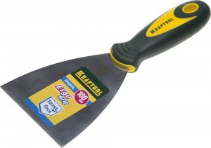 Шпательная лопатка KRAFTOOL с 2-компонент ручк, профилиров нержав полотно, 100мм