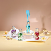 LADECOR Аромадиффузор 30мл с декором и с палочками, 4 вида лаванда,лемонграсс,роз.геоцинт,океан