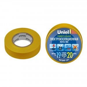 Uniel Изолента ПВХ 19/20 желтая UIT-135P 20/19/01 YEL