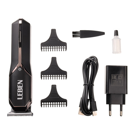 LEBEN Машинка для стрижки водонепроницаемая, аккумулятор 1200мАч, USB-кабель с адаптером