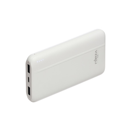 FORZA Аккумулятор мобильный, 10000мАч, 2xUSB-A, 1xUSB-C, 1xMicro-USB, ребристый, 10W, белый