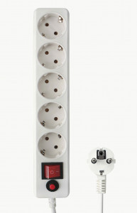 Гарнизон Сетевой фильтр (удл.) ПВС 3х0.75 5роз. 5м 10А белый земля, выкл 21216