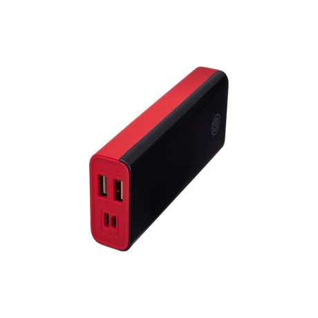 ВСЁГАЗИН Аккумулятор мобильный, 10000 мАч, 2xUSB, 2А, дисплей, прорезиненный, красный