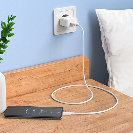 hoco. Комплект зарядное устройство с кабелем модель C106A, USB-A 10.5W, каб Type-C 1м, цвет: белый