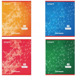 Тетрадь 40л. STAFF, Эконом, офсет №2, 60 г/м2, клетка, обложка мелов. карт., "Эксклюзив", 402645