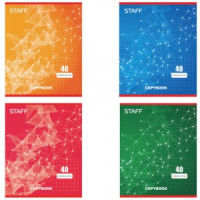 Тетрадь 40л. STAFF, Эконом, офсет №2, 60 г/м2, клетка, обложка мелов. карт., &quot;Эксклюзив&quot;, 402645