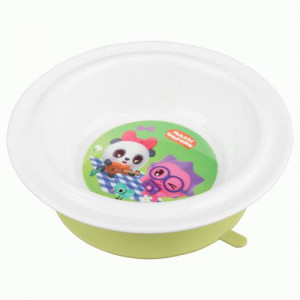 Тарелка детская глубокая на присоске с декором "МАЛЫШАРИКИ" салатовый 431337210 Бытпласт