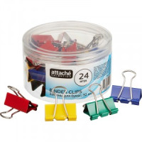 Зажим для бумаг Attache Selection, 32мм, 24 шт, цветные, пласт.уп 723554