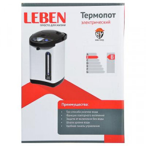 LEBEN Чайник-термопот 3,8л, 750Вт, автоматич. поддержание температ., металл