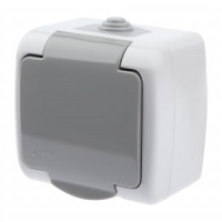 ЭРА Intro Atlantic роз. ОУ 1 мест. серый (земля, штор., крышка) 16А (корп. PC) IP54 5-202-03 9601