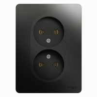 Systeme Electric GLOSSA роз. СУ 2 мест. антрацит (пл.осн.) GSL000720 (15!)