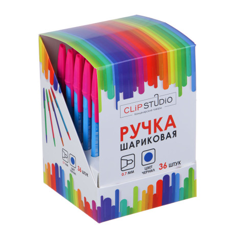 Ручка шариковая ClipStudio синяя, наконечник 0,7 мм, четыре цвета корпуса