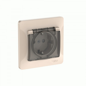 Systeme Electric GLOSSA роз. СУ 1 мест. (земля) штор. крыш, 16А IP44(автоклеммы)БЕЖ GSL000248S (10!)