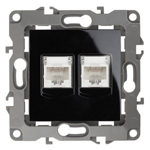 ЭРА 12 мех. роз. комп. СУ 2 мест. RJ45, черный, автоклеммы 12-3108-06 1131