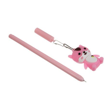 Ручка гелевая черная 0,5мм, с фигуркой "Котики", 6 видов