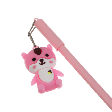 Ручка гелевая черная 0,5мм, с фигуркой "Котики", 6 видов