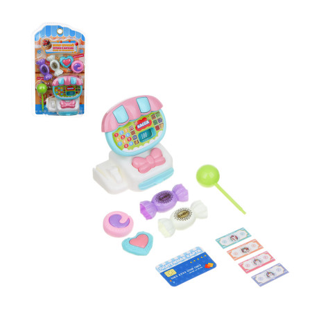 ИГРОЛЕНД Набор игровой "Играем в магазин", касса со сладостями, PP, ABS, 12х5,5х21 см