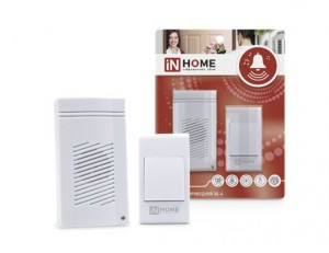 ASD/inHome ЗБ-4 звонок беспроводной сетевой цифр. 120м, 32 мелодии, 220V с кнопкой БЕЛЫЙ IP20  3329