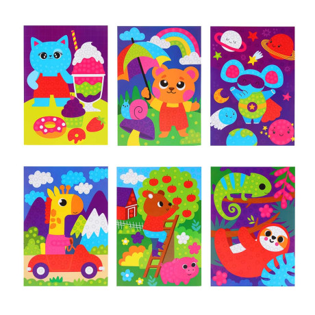 ХОББИХИТ Аппликация самоклеящаяся «Веселый день», бумага, ЭВА, 16,5х23,5см, 6-12 дизайнов