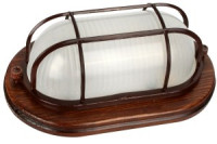 Camelion 1401D дерево/Орех св-к влагозащит. баня/сауна 120° IP54 60W E27 овал решетка НБП 04-60-0022