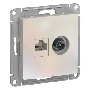 Systeme Electric AtlasDesign мех.роз.конн. TV+комп СУ 1 мест жемчуг (пл.осн RG6+RJ45) ATN000489(5!)