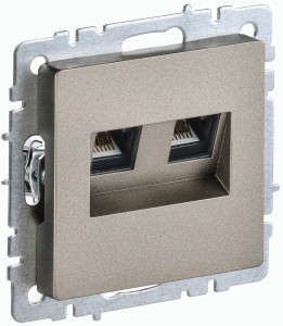 IEK BRITE мех. роз. СУ комп. 2 мест. RJ45 кат.5E РК10-2-БрШ шампань BR-K20-1-K37
