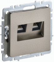 IEK BRITE мех. роз. СУ комп. 2 мест. RJ45 кат.5E РК10-2-БрШ шампань BR-K20-1-K37