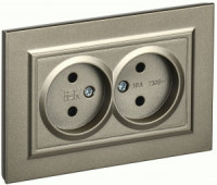 IEK BRITE роз. СУ 2 мест. 10А шампань РС12-2-БрШ BR-R20-10-K37-F