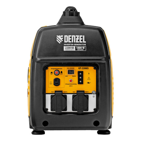 Генератор инверторный GT-2200iS, 2.2 кВт, 230 В, бак 4 л, закрытый корпус, ручной старт Denzel