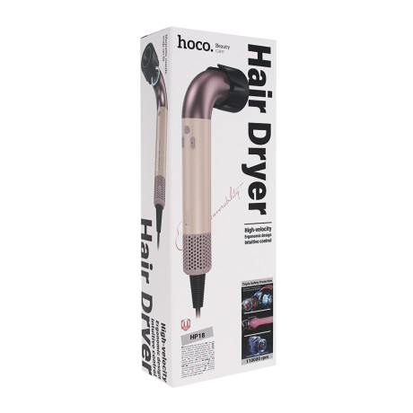 Фен высокоскоростной модель HP18, тм hoco.,1450Вт, BLDC мотор, шнур 1,5м, 1 насадка, розовый рассвет