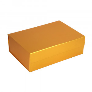 Коробка подарочная, картонная, складная, 20x28x9,2 см, цвет золотой