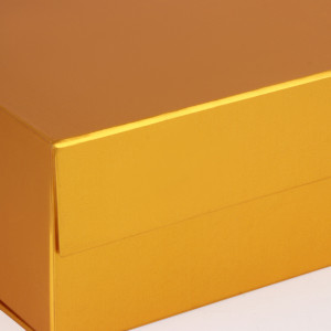 Коробка подарочная, картонная, складная, 20x28x9,2 см, цвет золотой