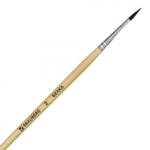 Кисть BRAUBERG белка, круглая, №2, 200179