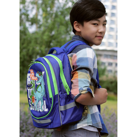 ДИНО БЭК ТУ СКУЛ Рюкзак шк. полужесткий 37х28х14см, 3отд., 2карм., эргон.спинка, ПЭ