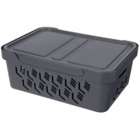 Ящик с крышкой универсальный "DELUXE", 380x276x140 мм, 12л Серый 433205711 Бытпласт