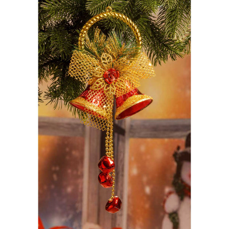 Подвеска Т042 Колокольчики 29см красн/золот (180)