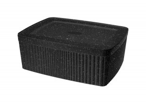 Коробка (Лоток) с крышкой "VELVET" 150х115х70 мм, 0,9л черный гранит 43323875095 Бытпласт