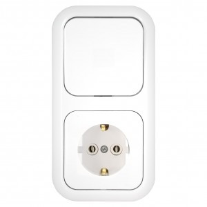 Bylectrica Гармония блок (роз. 16А + 1 кл. выкл. 10А) СУ, белый (земля, корп. ABS) В-РЦ-501