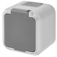 Bylectrica ПРАЛЕСКА АКВА роз. 1-мест. ОУ земля шт. IP54 серый, (РА16-097 (03))