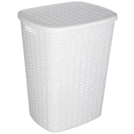 Корзина для белья с откидной крышкой, 50 л, 43х35х53 см, пластик, белый