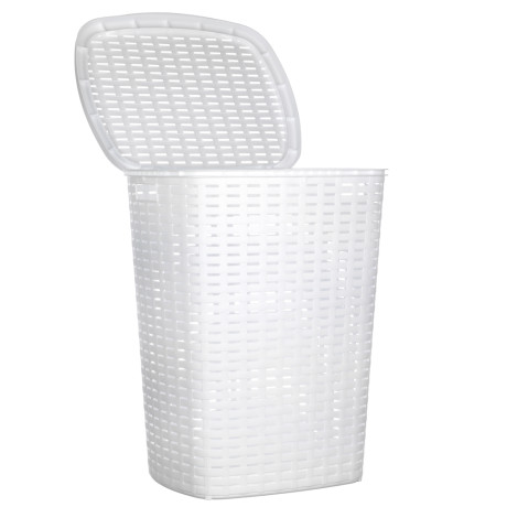 Корзина для белья с откидной крышкой, 50 л, 43х35х53 см, пластик, белый