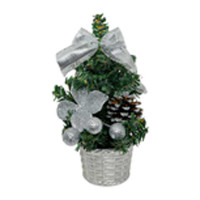 Елка настольная 20см в корзине с серебристыми украшениями Z-23A13N/3 (144