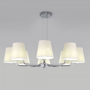 EUROSVET Люстра 8x40W E14 800x800 хром/ткань бежев. 60155/8 Умный дом Amaretto a065003
