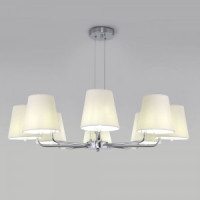 EUROSVET Люстра 8x40W E14 800x800 хром/ткань бежев. 60155/8 Умный дом Amaretto a065003