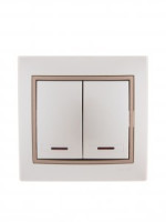 &quot;Lezard Мира выкл. СУ 2 кл. 10А (инд.) перламутр с коричн. вставкой (корпус PC) 701-3031-112